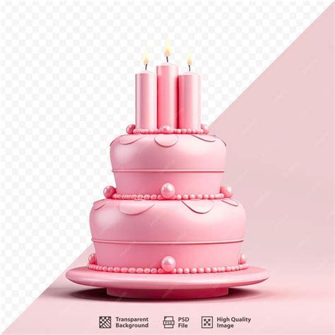 Premium PSD | A pink cake with the number 3 on it