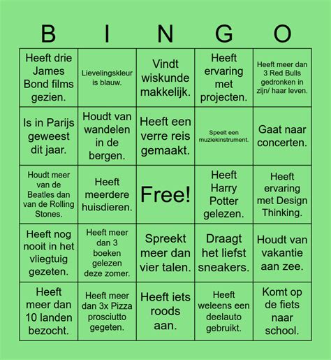 kennismakingsbingo Card