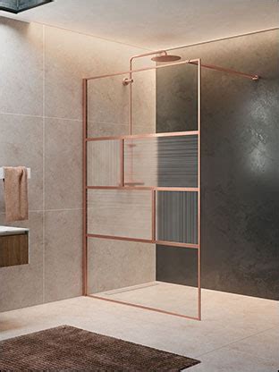 Crittal Style Grid Shower Screen Designer Reeded Glass Showers