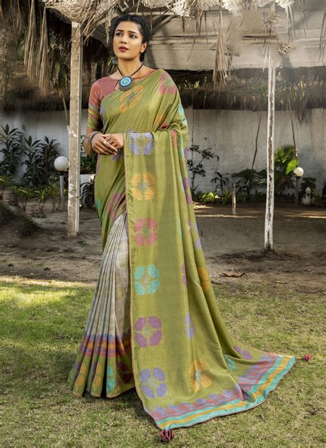 Shop Multi Colour Abstract Print Printed Saree Online 182893