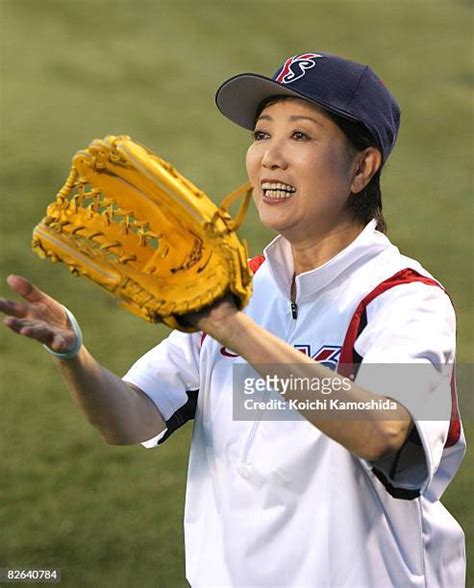 Former Defense Minister Yuriko Koike Throws Ceremonial First Pitch