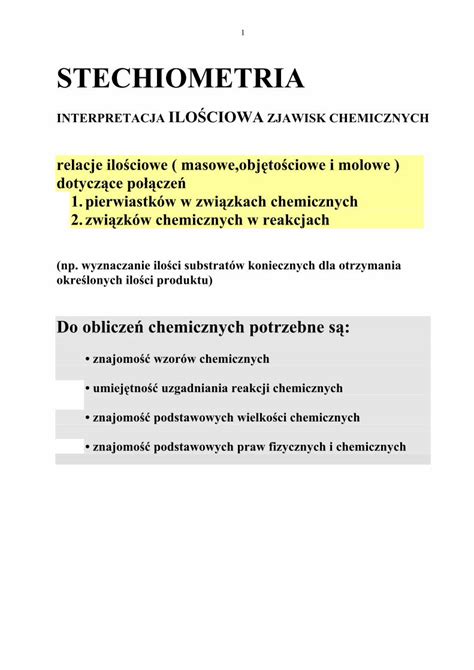 Pdf Stechiometria Witaj Na Stronie Zak Adu In Ynierii