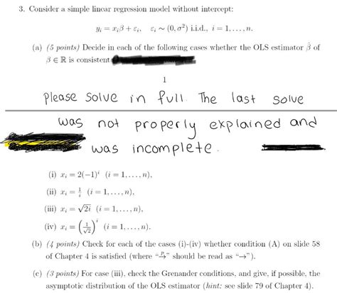 Solved 3 Consider A Simple Linear Regression Model Without