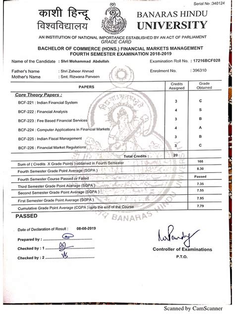 Graduation Marksheet Pdf