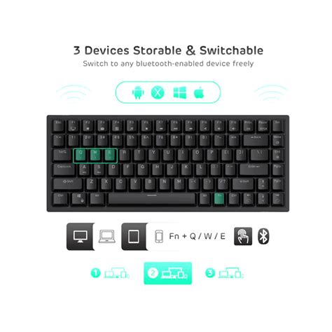 RK Royal Kludge Rk Tri Mode Hot Swapable RGB Mechanical Gaming Keyboard Keys Compact