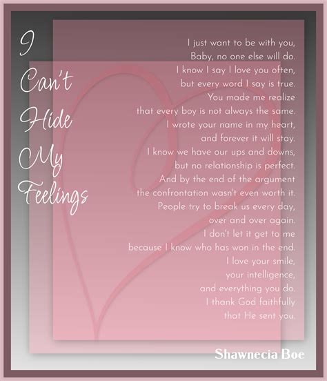 I Can't Hide My Feelings-Shawnecia Boe | Love Poems