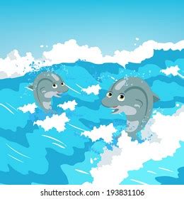 Two Jumping Dolphins Stock Vector Royalty Free Shutterstock