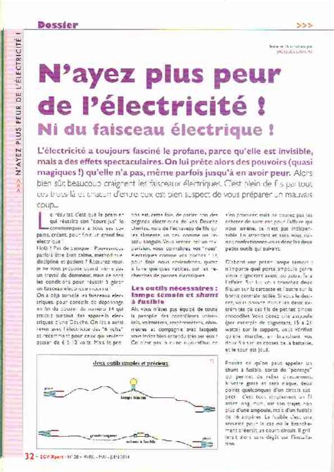 Plus Peur De Lélectricité Et Du Faisceau Pdf