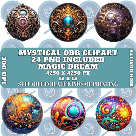 Magic Orb Clipart Mystical Sphere Illustration Fantasy Crystal Ball Art - Etsy