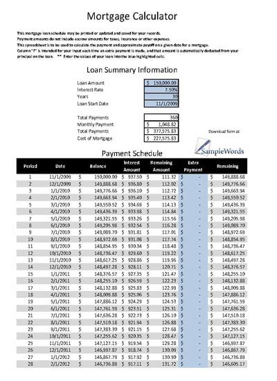 Printable Mortgage Calculator In Microsoft Excel