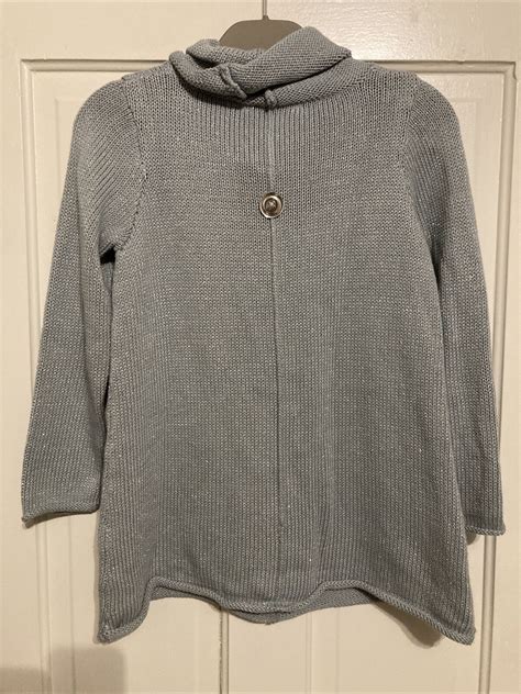 Soft Surroundings Blue Silver Mixed Button Sweater Px Gem