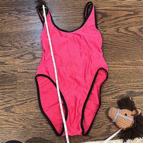 Vintage Swim Vintage Hot Pink Black One Piece Bathing Suit Swimsuit Poshmark