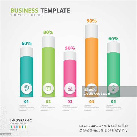 Infographic Elementen Sjabloon Vector Diagram Met 4 Stappen Stroomschema Verwerken Van Grafiek