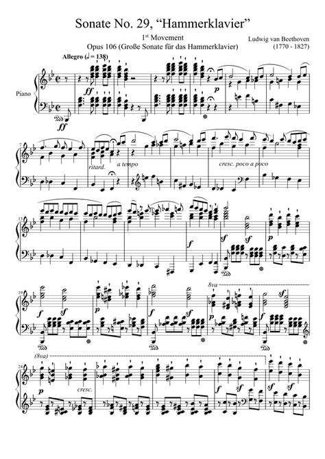 Sonate No 29 Hammerklavier 1st Movement Arr Zachary Corbett