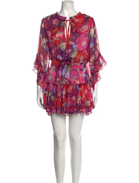 Misa Los Angeles Floral Print Mini Dress Purple Dresses Clothing