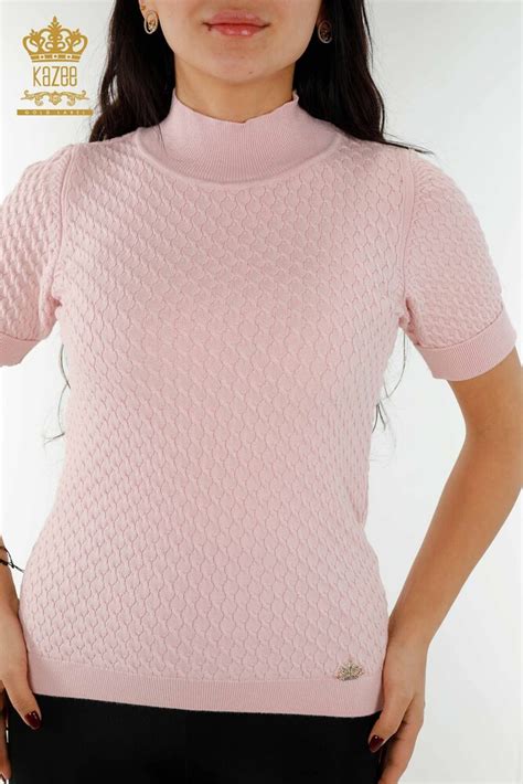 Grossiste Pull Femme Modèle Américain Basique Poudre 30119 KAZEE