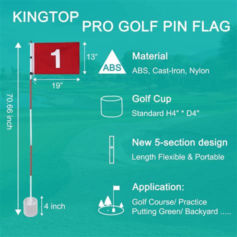 Kingtop Golf Flagsticks Pro Putting Green Flags Hole Cup Set All Feet