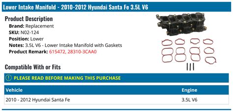 2010 2012 Hyundai Santa Fe Intake Manifold Replacement N02 124