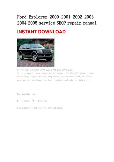 Ford Explorer 2000 2001 2002 2003 2004 2005 Repair Manual