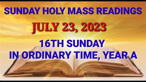 23 JULY 2023 ENGLISH SUNDAY MASS READINGS SIXTEENTH SUNDAY IN