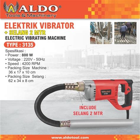 Jual ALDO 3135 VIBRATOR ELECTRIC PORTABLE BETON INCLUDE SELANG 2 METER