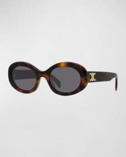 Celine Triomphe Oval Metal Sunglasses Neiman Marcus