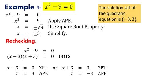 Solving Quadratic Equations Using Square Root Property Youtube