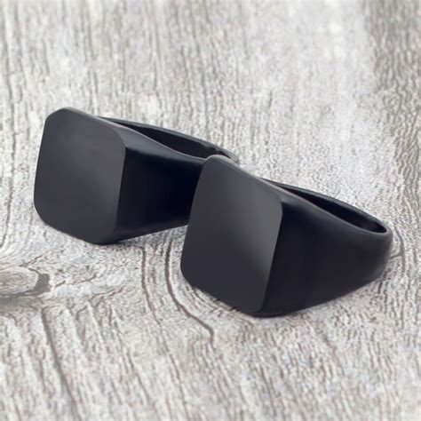 Anillo Cuadrado Cl Sico Para Hombre Anillos Negros De Estilo H Roe