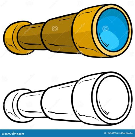 Cartoon Spyglass Telescope Vector for Coloring Stock Vector - Illustration of retro, isolated ...