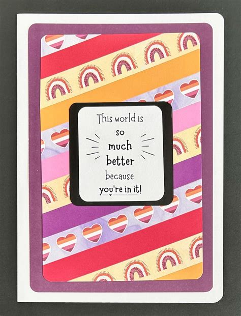 Homemade Lesbian Card Lesbian Pride Flag Colored Card Lesbian Love Card Lesbian Birthday