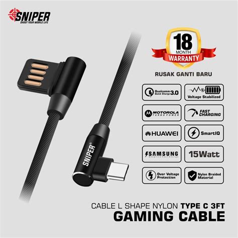 Sniper Cable Gaming L Shape Type C Ft M Sniper Indonesia Official