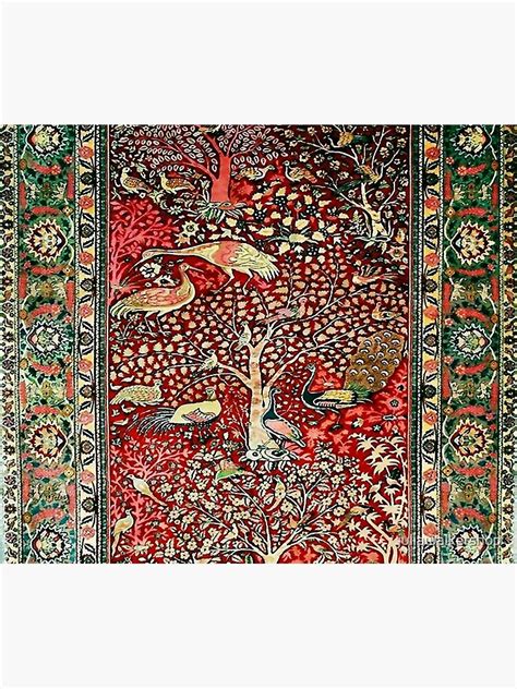 Antique Persian Rug Bird Tree Flowers Ca 1600 Art Print For Sale By