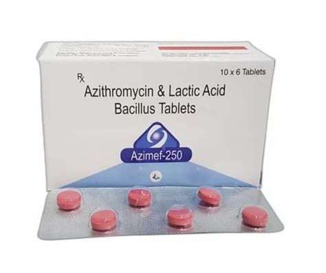 Azimef 250 Azithromycin 250mg Lactic Acid Bacillus Tablets At Rs 90