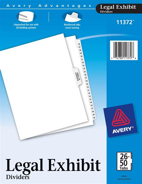 Avery 1 25 Legal Exhibit Dividers For 3 Ring Binders 25