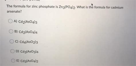 Solved The formula for zinc phosphate is Zn3(PO4)2. What is | Chegg.com