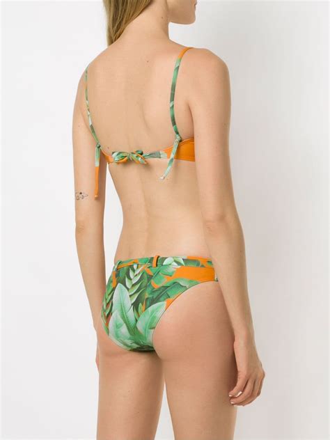 Amir Slama Mata Atl Ntica Print Bikini Set Orange Farfetch