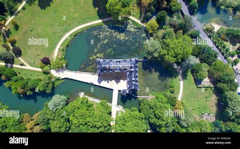 Aerial Photo Of Azay Le Rideau Castle In Indre Et Loire France Stock