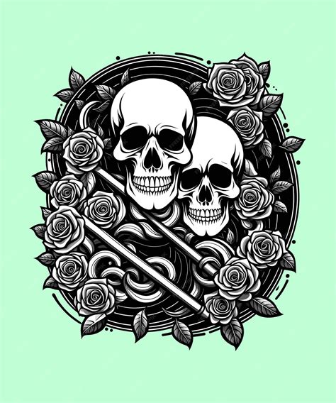 Premium Vector Skull And Roses Vector Illustration For Tattoo Or