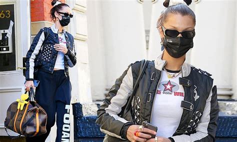 Bella Hadid Cuts A Stylish Figure In Motorcycle Jacket With Sweats And