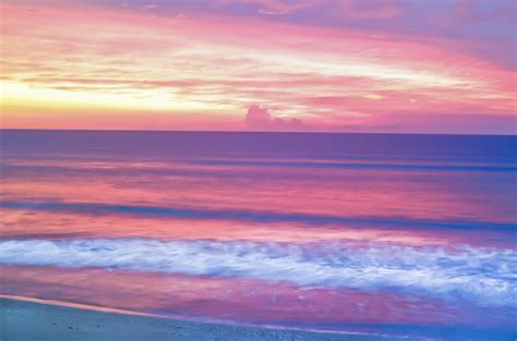 Beautiful Morning Sunrise, Blue Sea, Pink Sky, White, 42% OFF