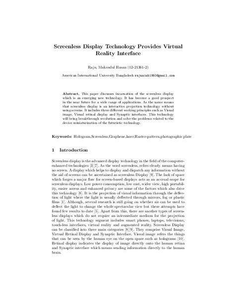 (PDF) Screenless Display Technology Provides Virtual Reality Interface