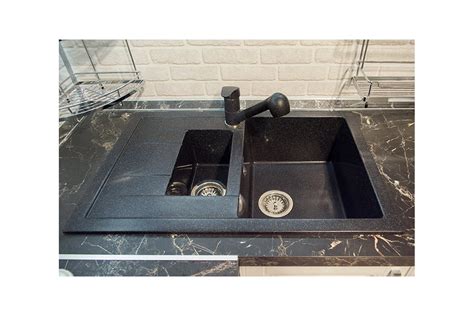Композитная мойка GRANFEST Quadro GF-Q775KL 775х500 мм, черный 308, с ...