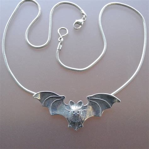 Bat Pendant Sterling Silver Necklace By Bobswhiskers On Etsy