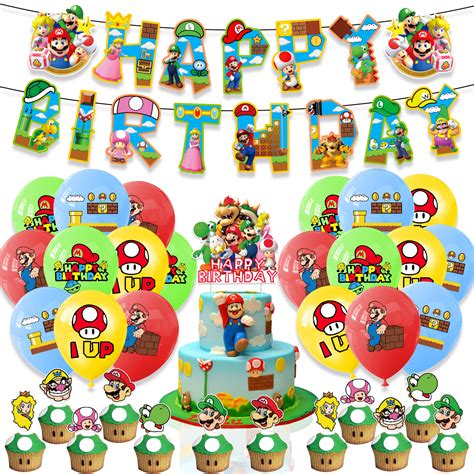 Mario Birthday Party Decorations, 48 Pcs Super Mario Birthday Party Supplies Party Favors for ...