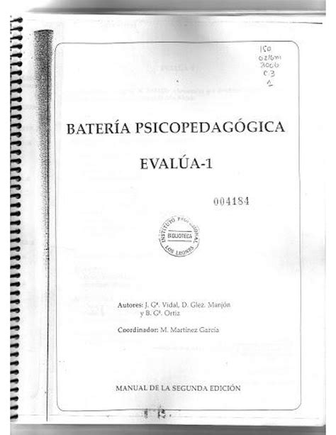 Manual Evalua Version Introducci N A La Psicopedagog A Studocu