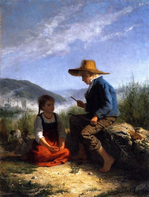 The Whistle Carver Painting Albert Anker Oil Paintings