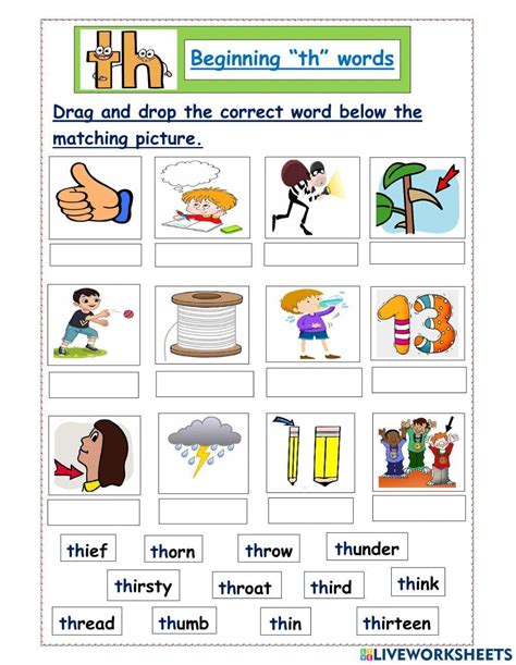 What Starts With Th Digraph Th Worksheet Worksheets Library