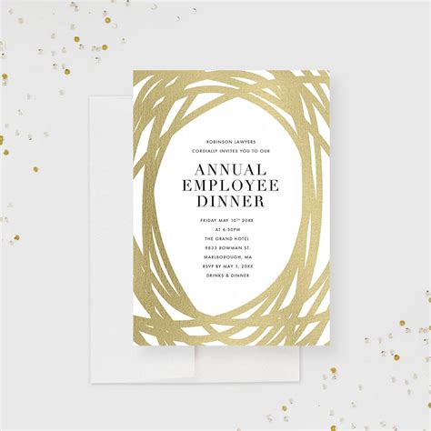 Elegant Company Annual Dinner Invitation Card with Unique Gold Border, — Claudia Owen