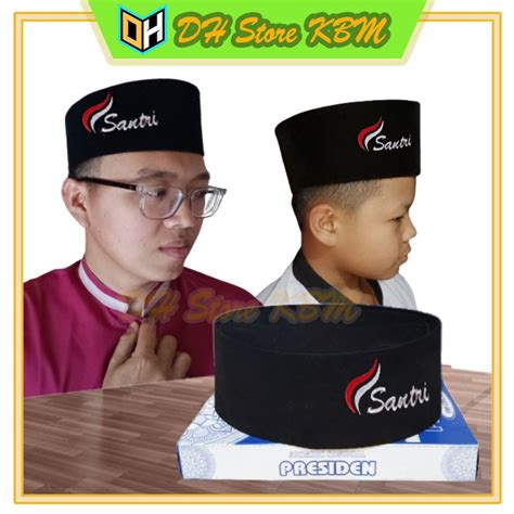 Jual Peci Songkok Kopiah Nasional President Muslim Hitam Bordir Logo