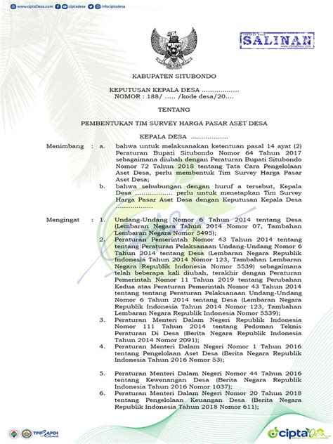 Contoh Sk Tim Survey Pasar Aset Desa Pdf